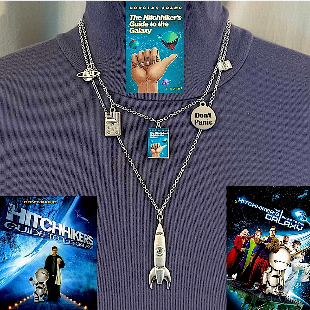 The Hitchhiker's Guide to the Galaxy Adams Handmade 2-Layer Literature Necklace